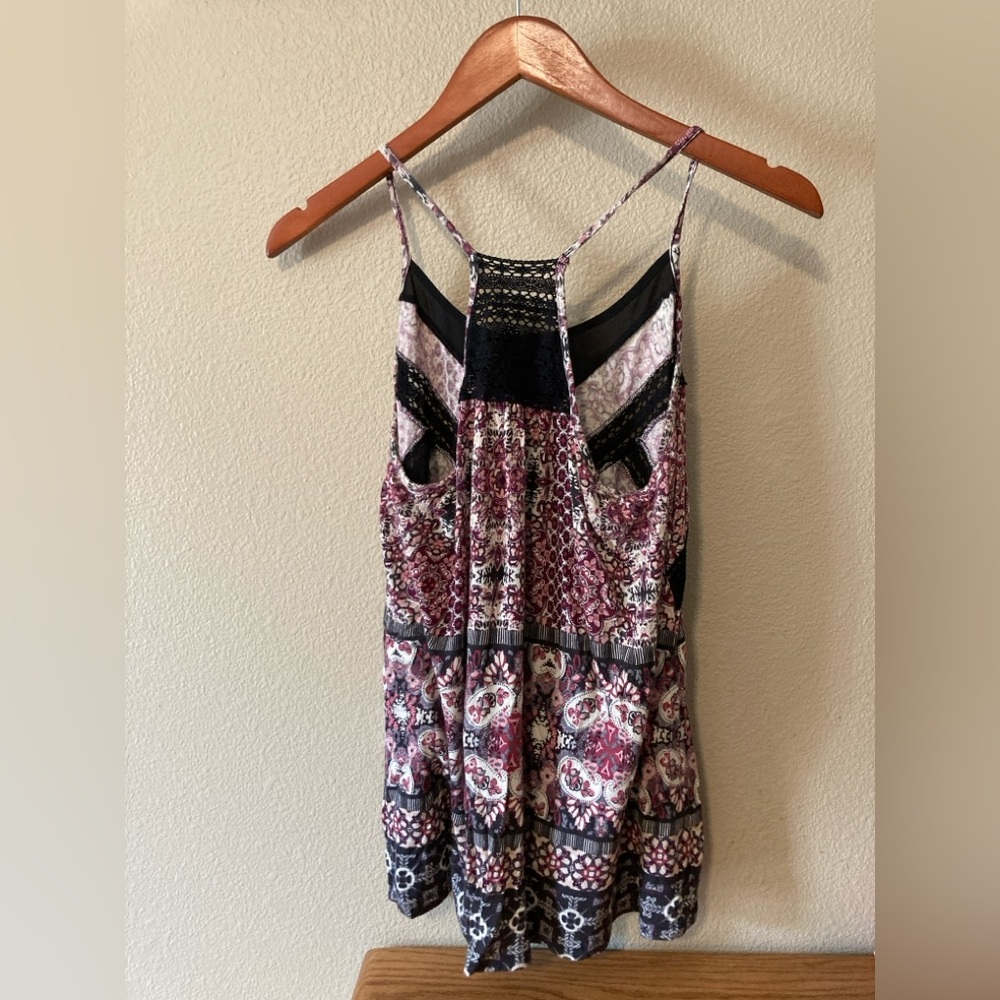 Maurices Pink and Black Asymmetrical Embellished Camisole - Picture 2 of 4